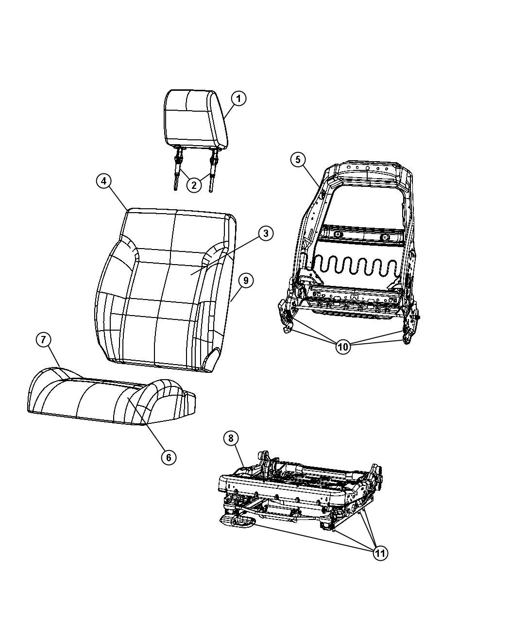 Diagram Front Seat - Bucket -Trim Code [C7]. for your Dodge