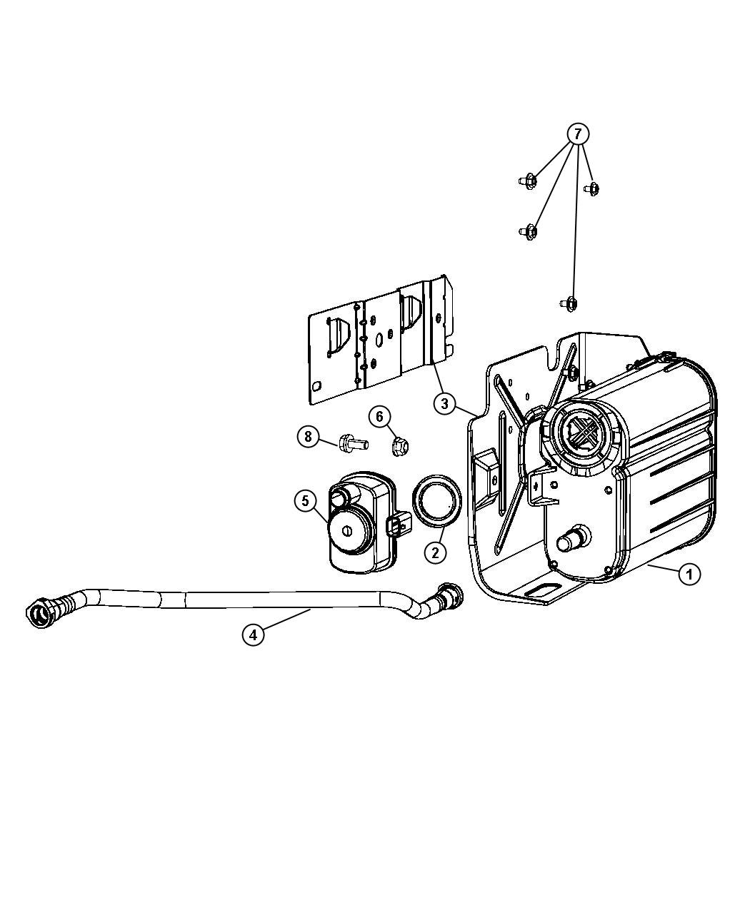 Diagram Vapor Canister and Leak Detection Pump. for your 2007 Dodge NITRO   