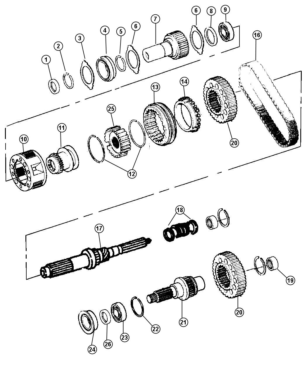 Diagram Gear Train MP 3022 [Selec-Trac II Active Full Time 4WD]. for your Jeep