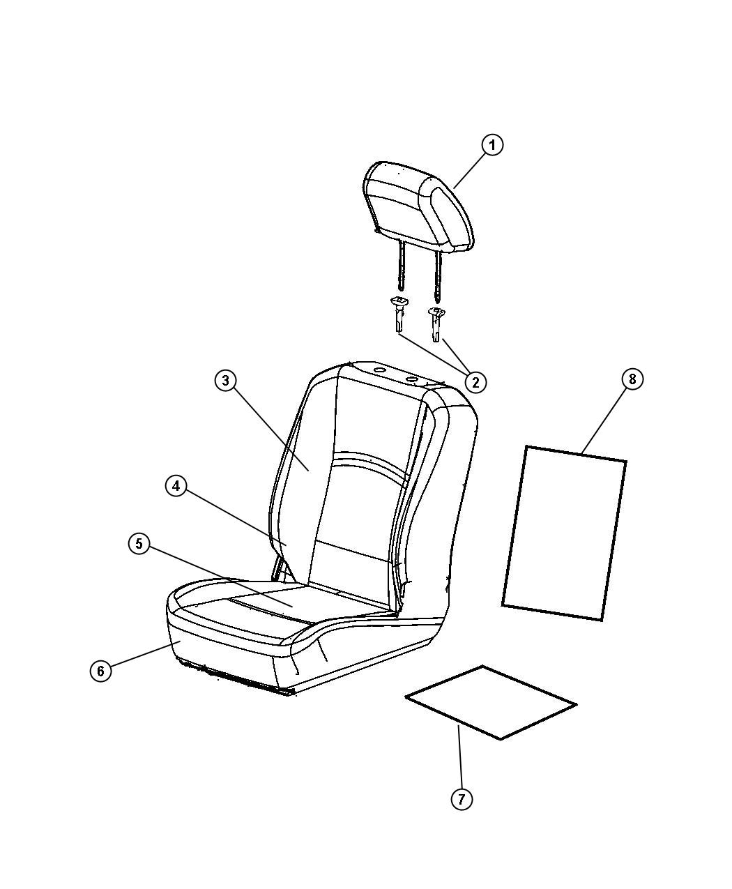 Front Seat - Bucket - Trim Code [MJ]. Diagram