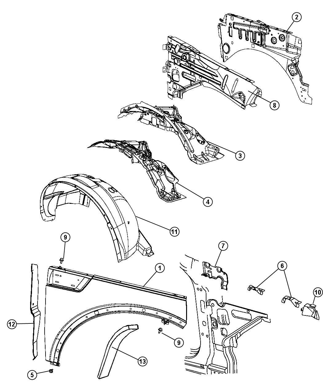 Diagram Front Fender. for your Jeep