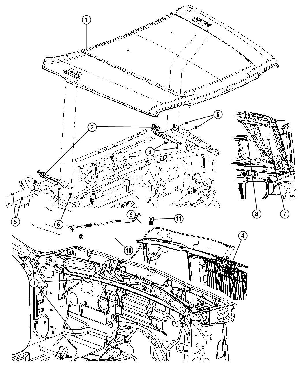 Diagram Hood and Related Parts. for your Jeep Liberty  