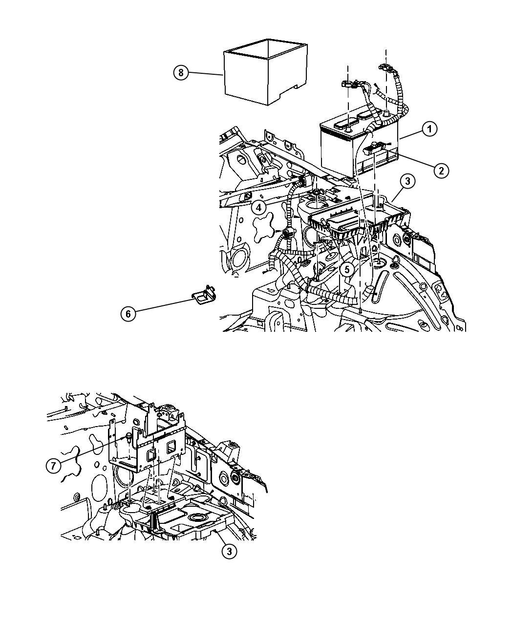 Diagram Battery Tray and Support. for your Dodge