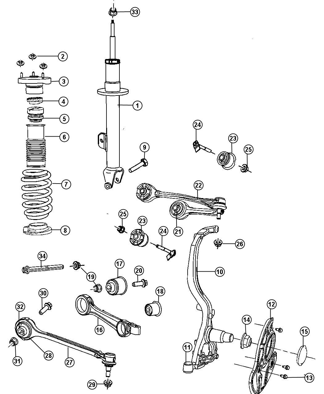 Diagram Suspension, Front [RWD]. for your Dodge