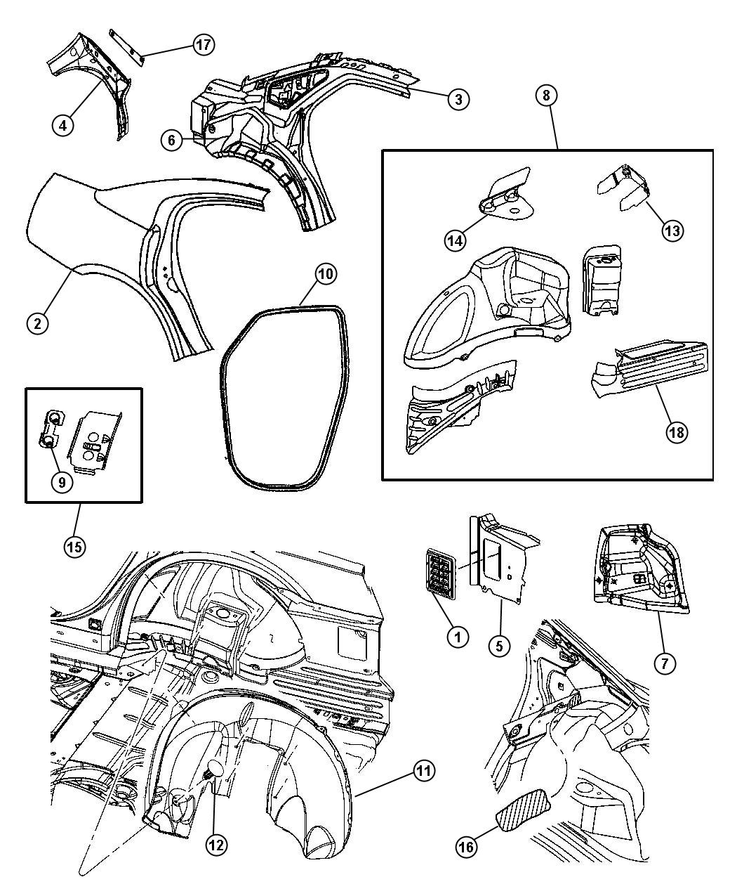 Diagram Rear Aperture (Quarter) Panel - Dodge Charger. for your Dodge Charger  