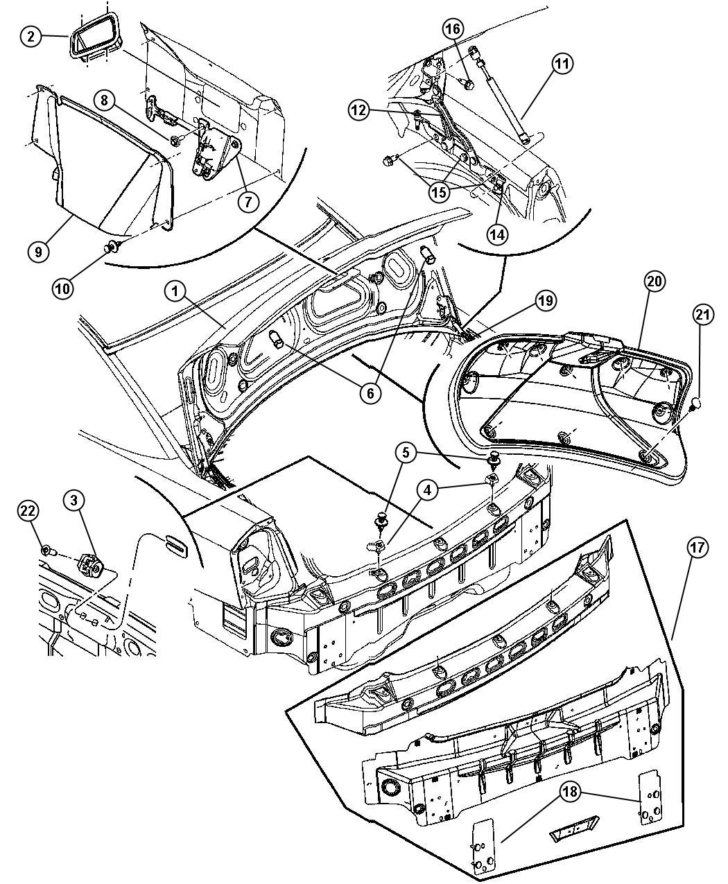 Deck Lid and Related Parts - Chrysler 300. Diagram