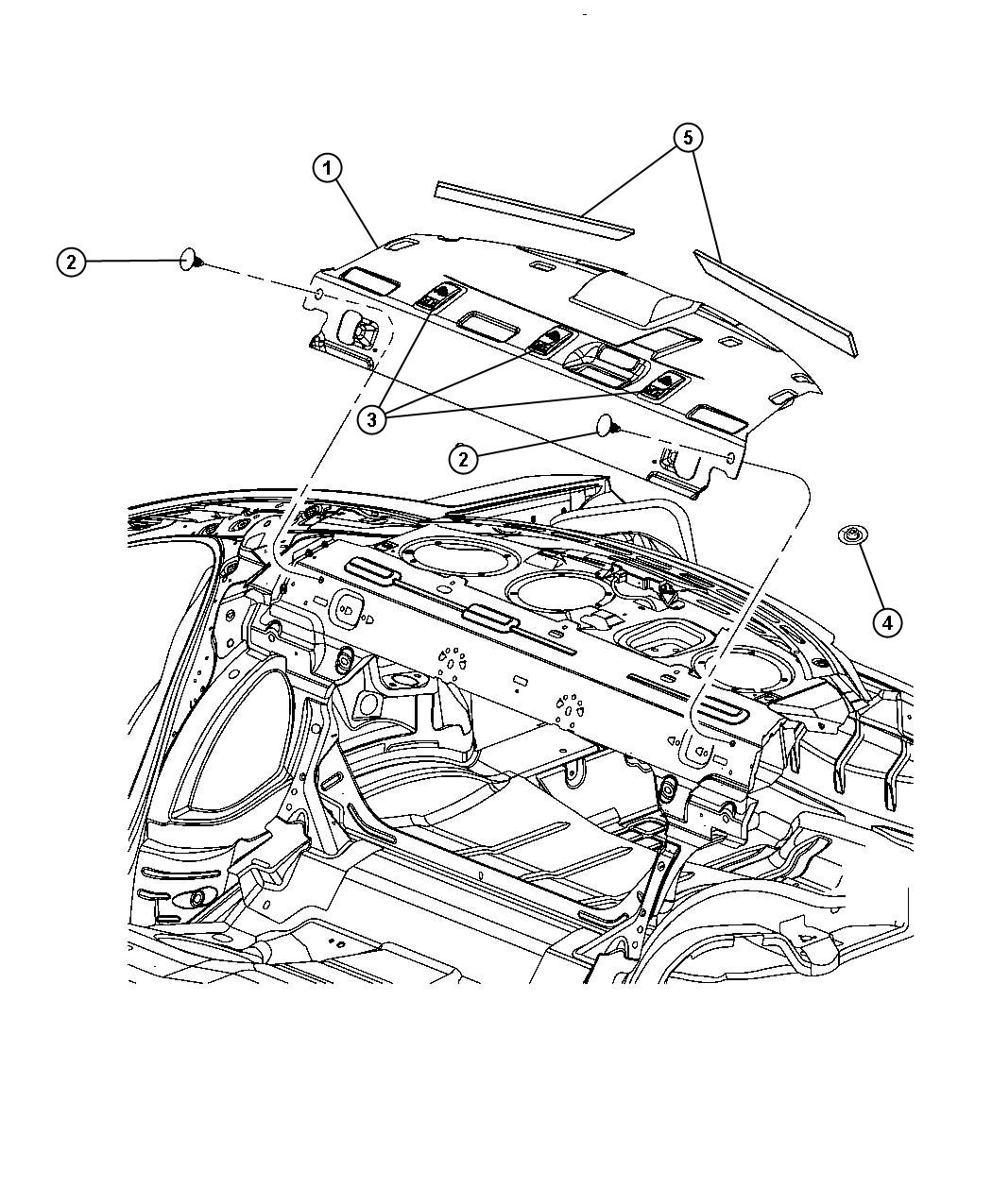 Diagram Rear Shelf Panel. for your 2017 Dodge Challenger  R/T Scat Pack Coupe 
