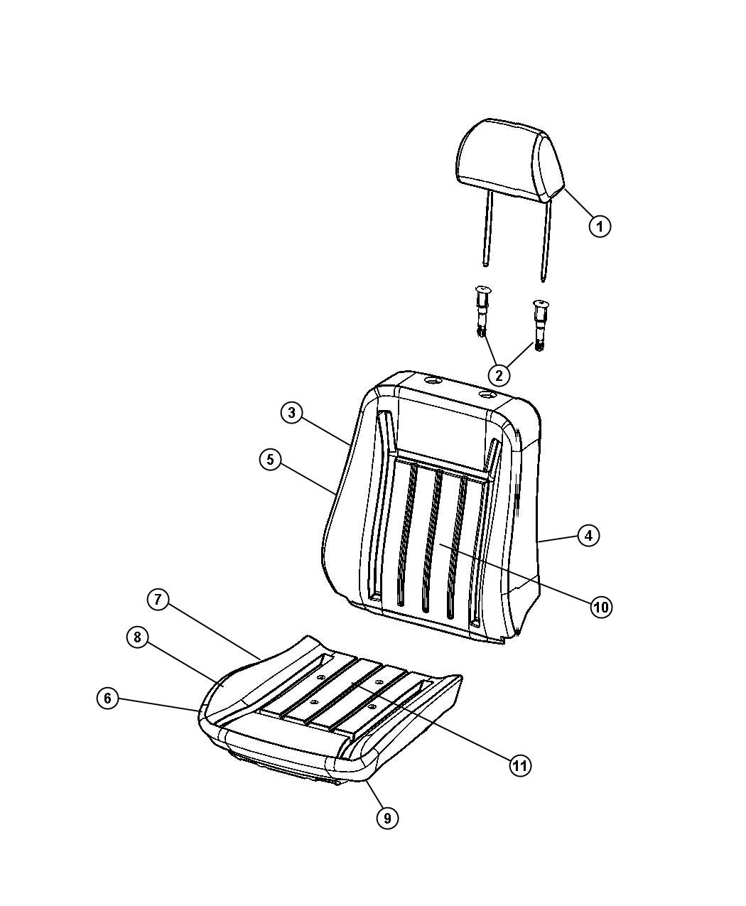 Diagram Front Seat - Bucket -Trim Code [ML]. for your Dodge