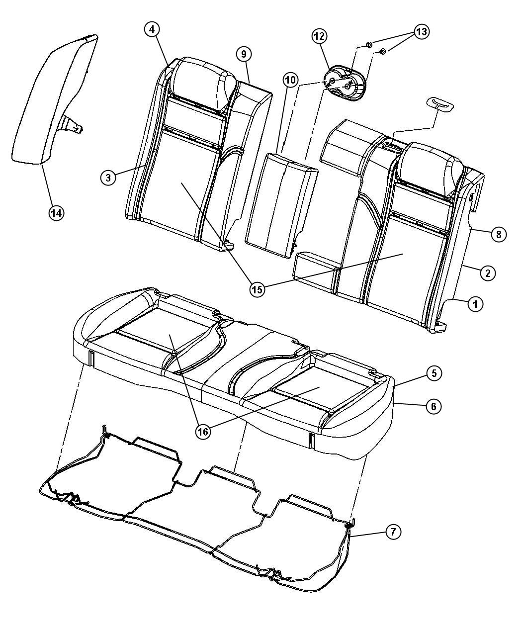 Full size assembly image of Rear Seat - 60/40 - Trim Code [TL]. (1/1)