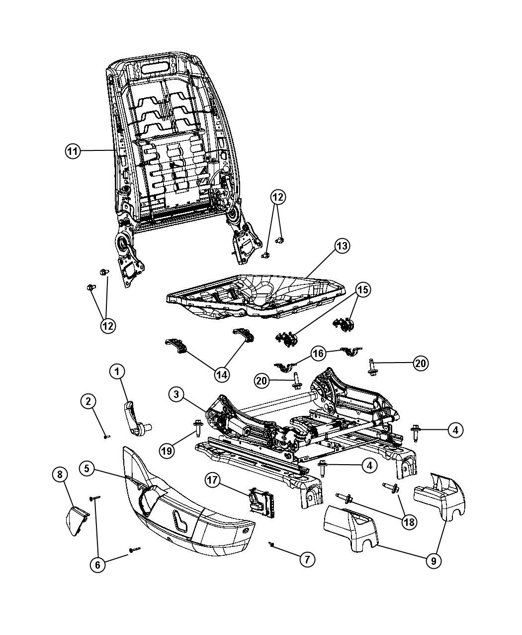 Diagram Adjusters, Recliners, and Shields- Passenger Seat Power. for your Chrysler 300 M 