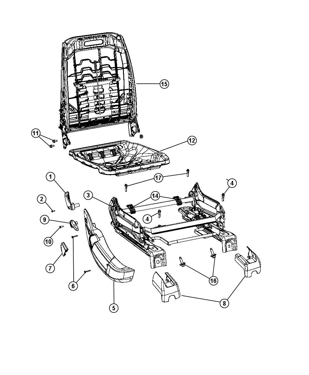 Diagram Adjusters, Recliners and Shields Passenger Seat Manual. for your Chrysler 300 M 