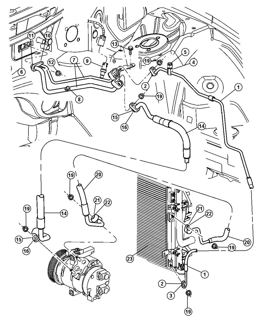 Diagram A/C Plumbing. for your Jeep Wrangler  