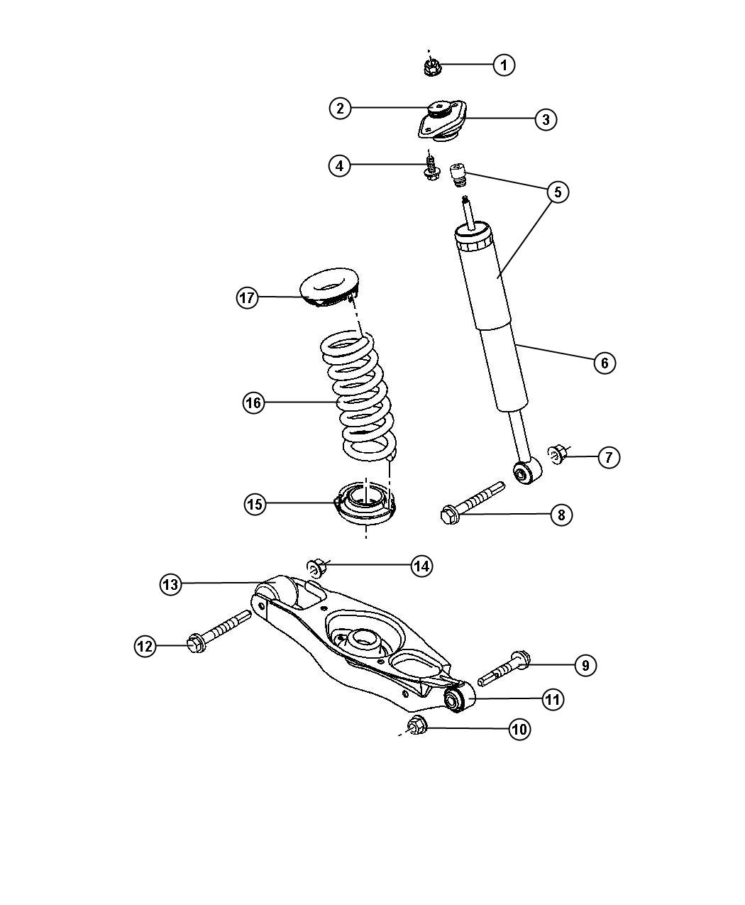 Diagram Rear Shocks. for your 2009 Dodge Grand Caravan   