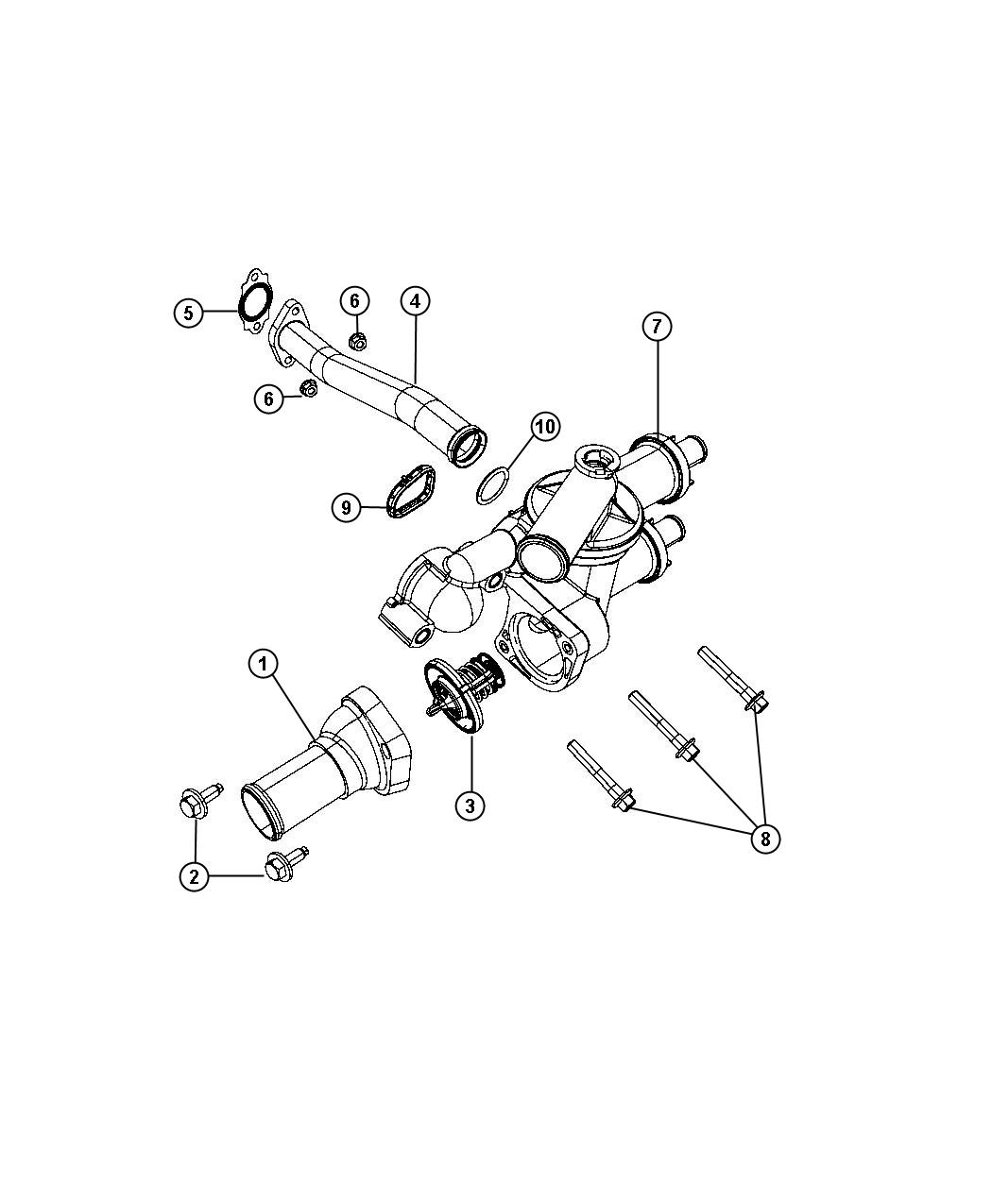 Diagram Thermostat and Related Parts. for your 2021 Jeep Wrangler   