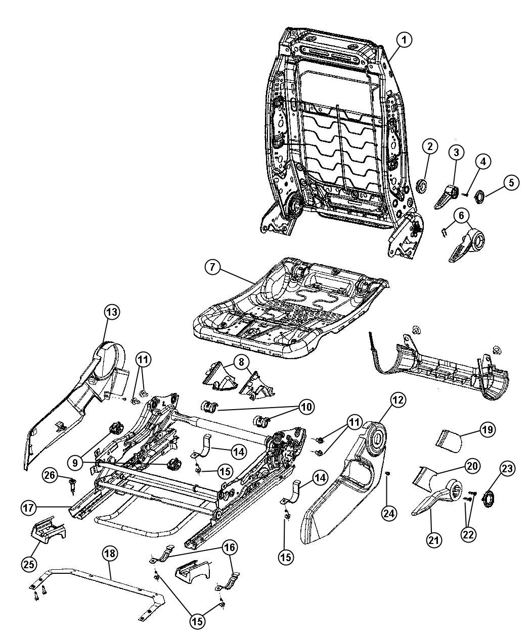 Diagram Adjusters , Recliners and Shields - Driver Seat - Manual. for your Dodge