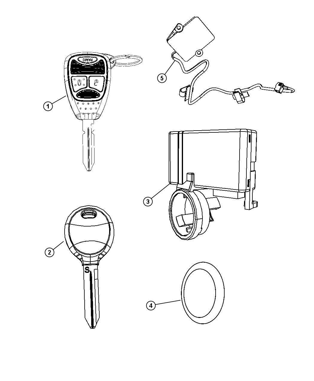 Diagram Receiver Modules, Keys and Key FOBS. for your Jeep Wrangler  