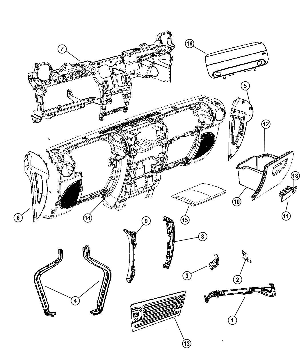 Diagram Instrument Panel and Structure. for your Jeep