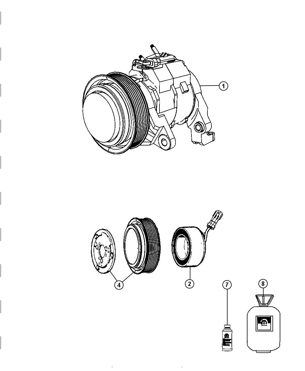 Diagram A/C Compressor. for your 2009 Dodge Ram 1500 5.7L Hemi V8 A/T 4X4 SLT EXTENDED CAB 