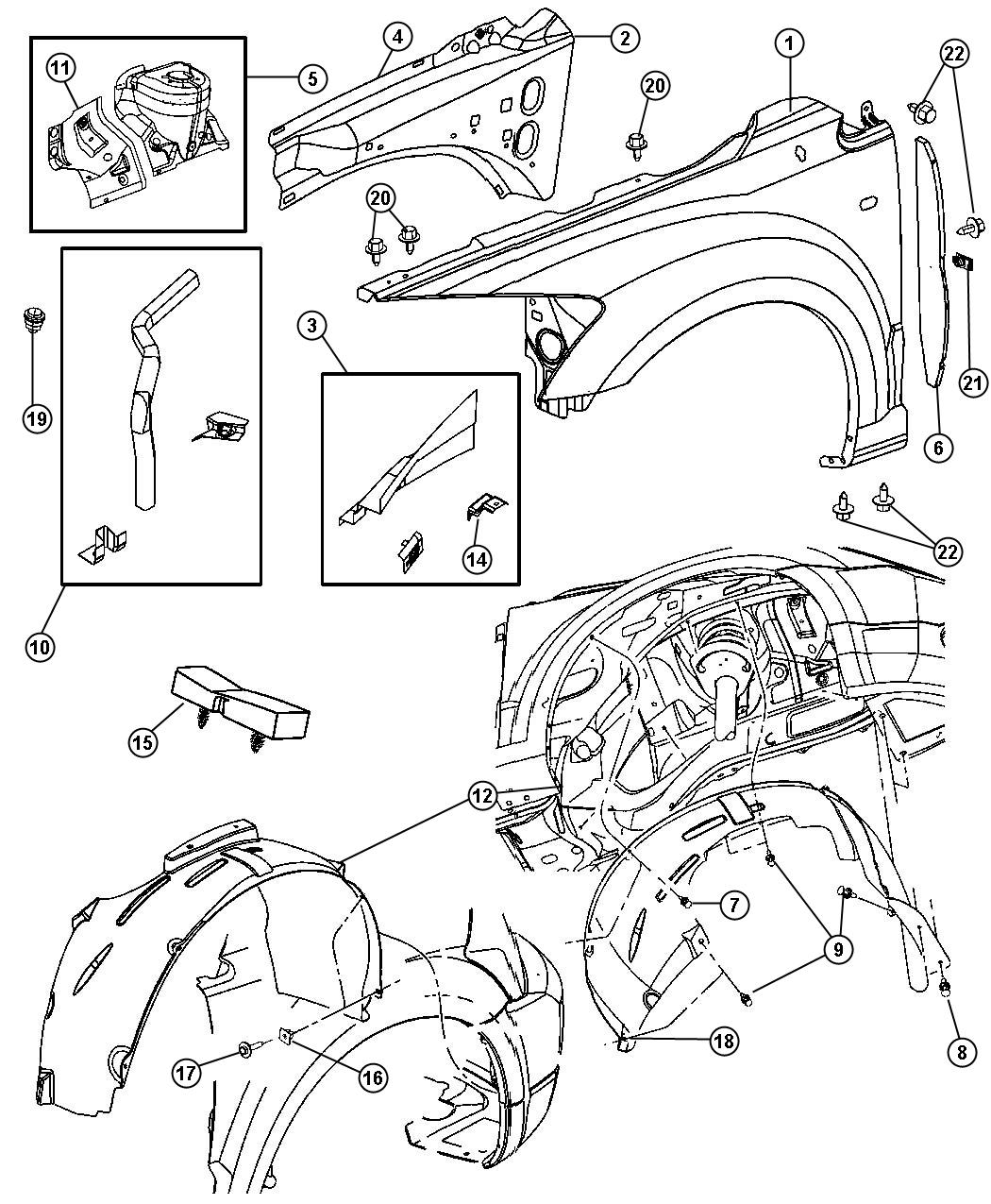 Diagram Front Fender. for your Dodge