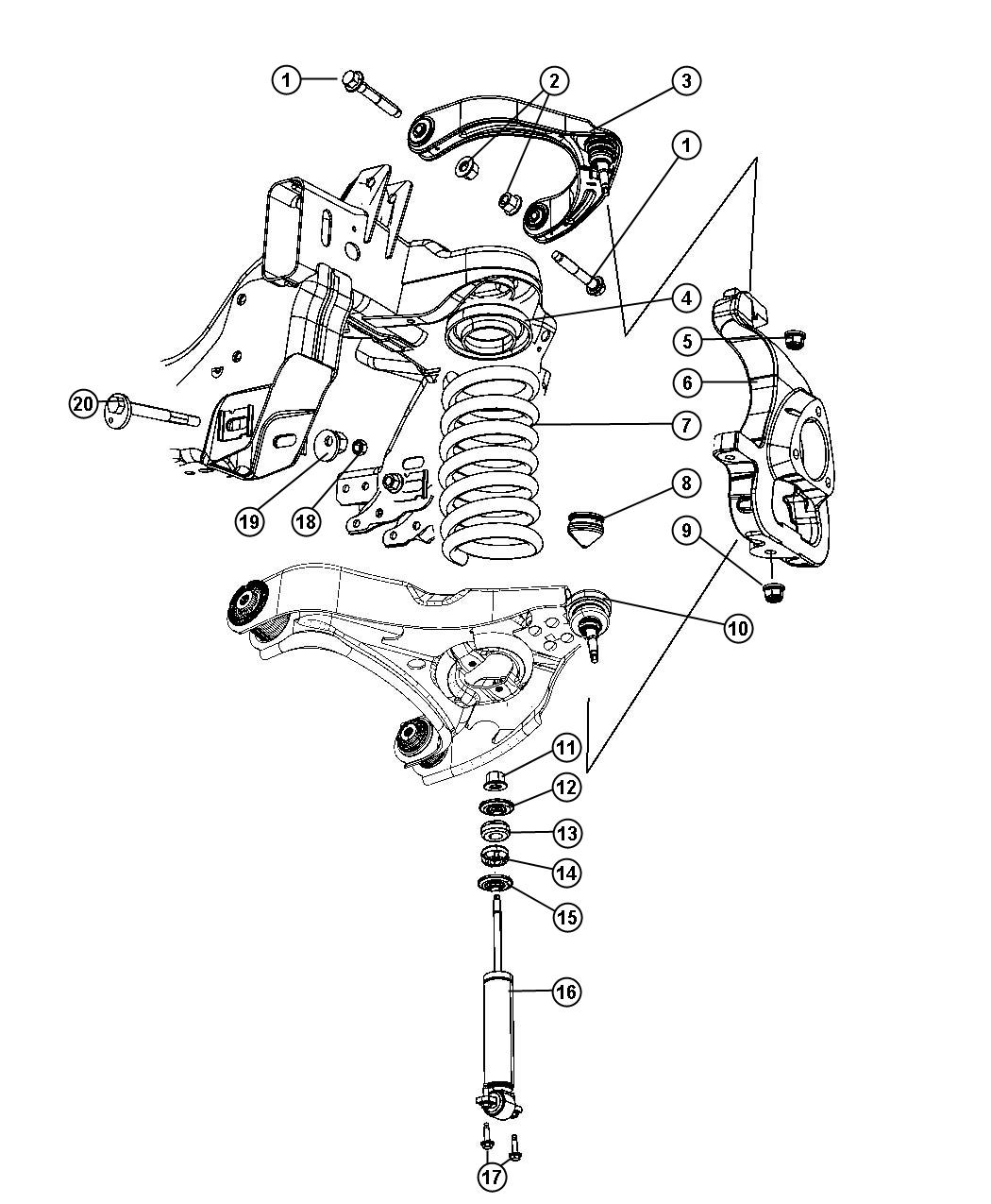 Diagram Suspension, Front, DS 1. for your 2001 Chrysler 300  M 