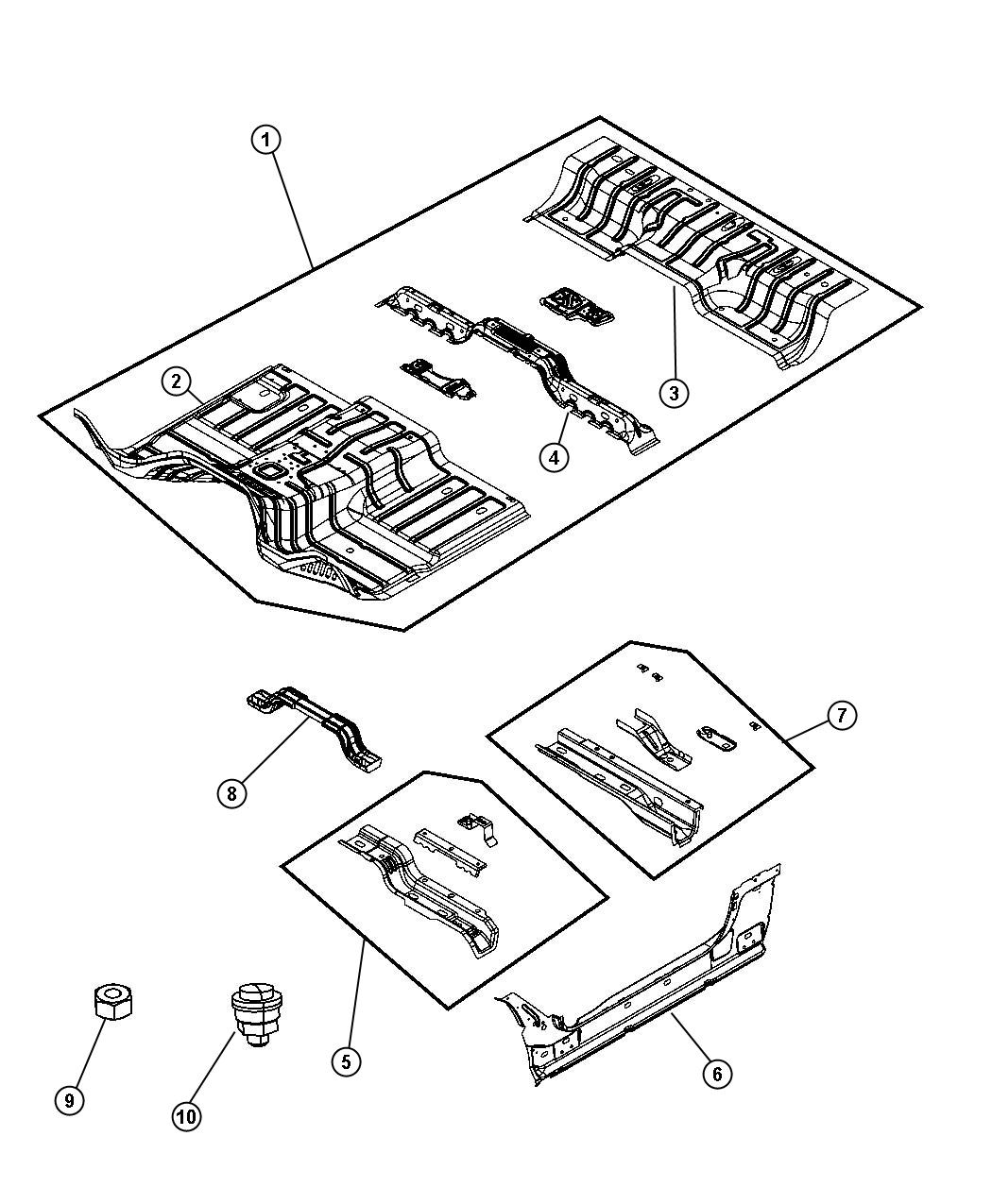 Front Floor Pan, Regular Cab. Diagram