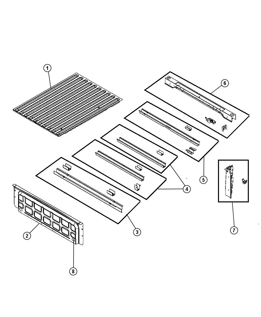 Diagram 5.7 Foot, Pick-up Box Crossmembers, Reinforcements. for your Chrysler 300  M