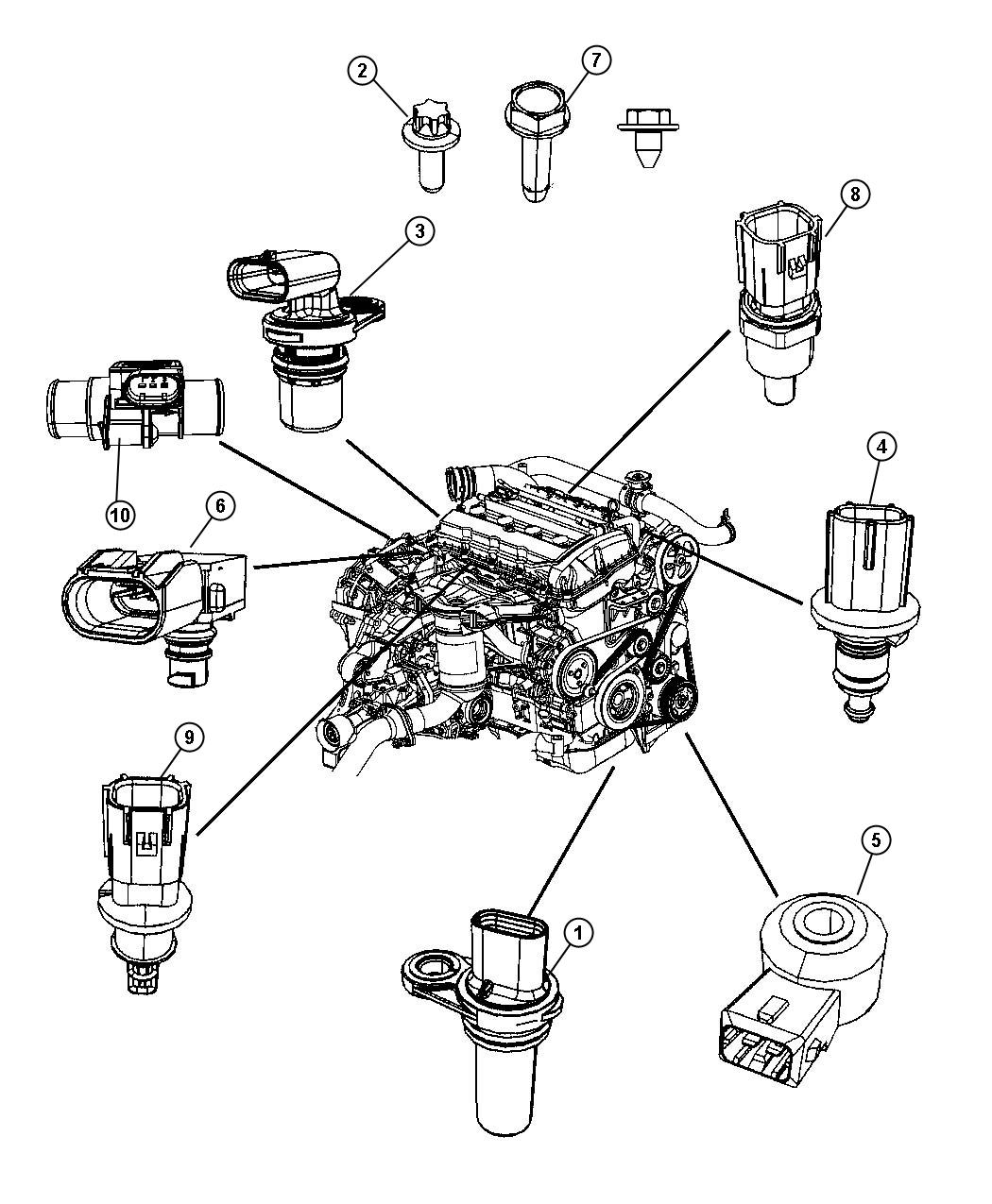 Diagram Sensors, Gas Engine. for your 2002 Dodge Ram 1500   