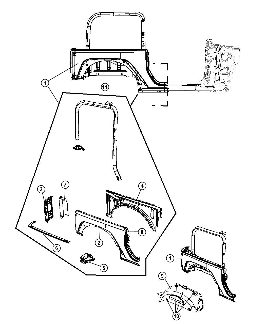 Diagram Rear Aperture Panel 2-Door. for your Jeep Wrangler  