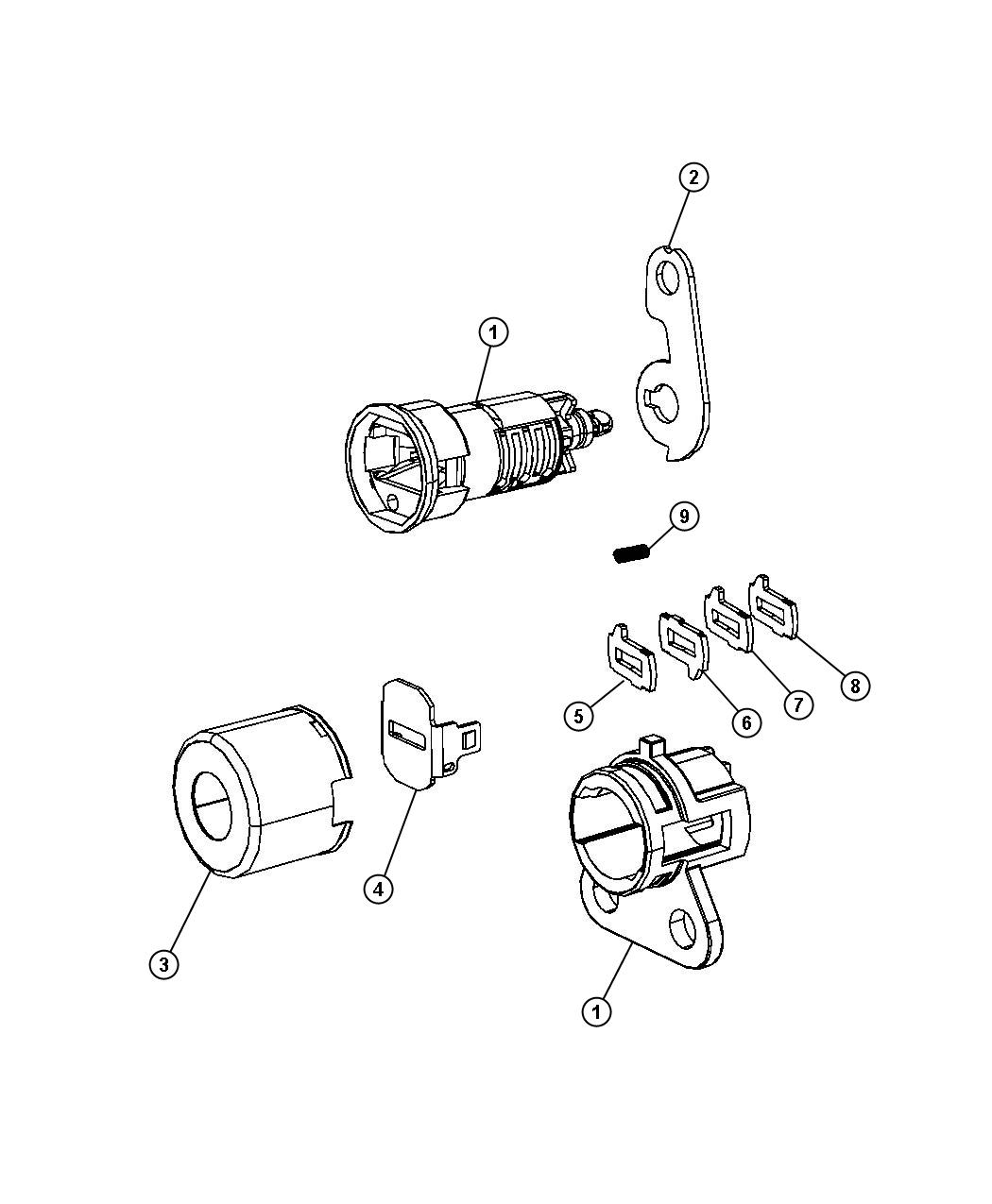 Diagram Door Lock Cylinders. for your 2001 Chrysler 300 M  