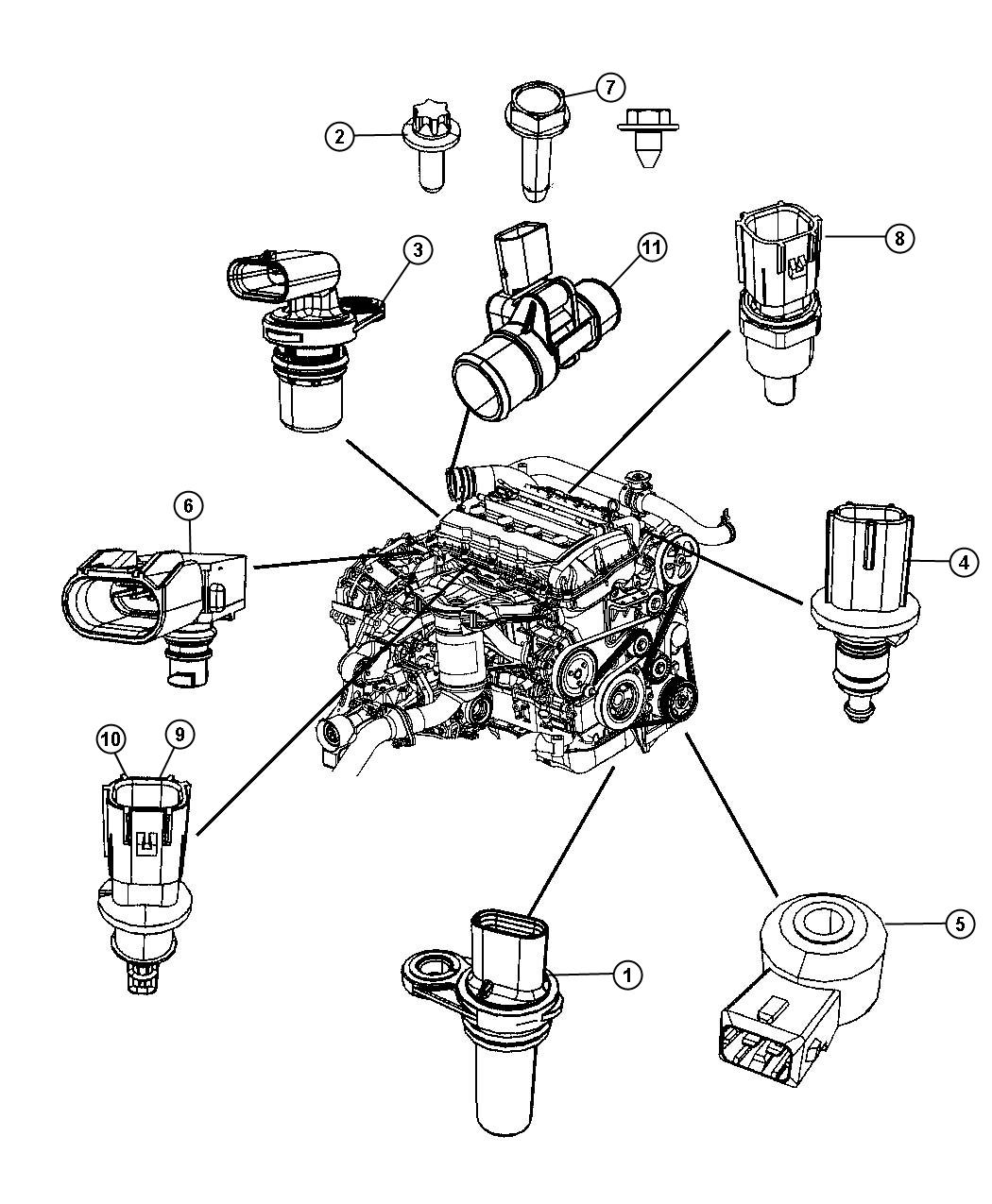 Diagram Sensors, Gas Engine. for your Dodge Caliber  