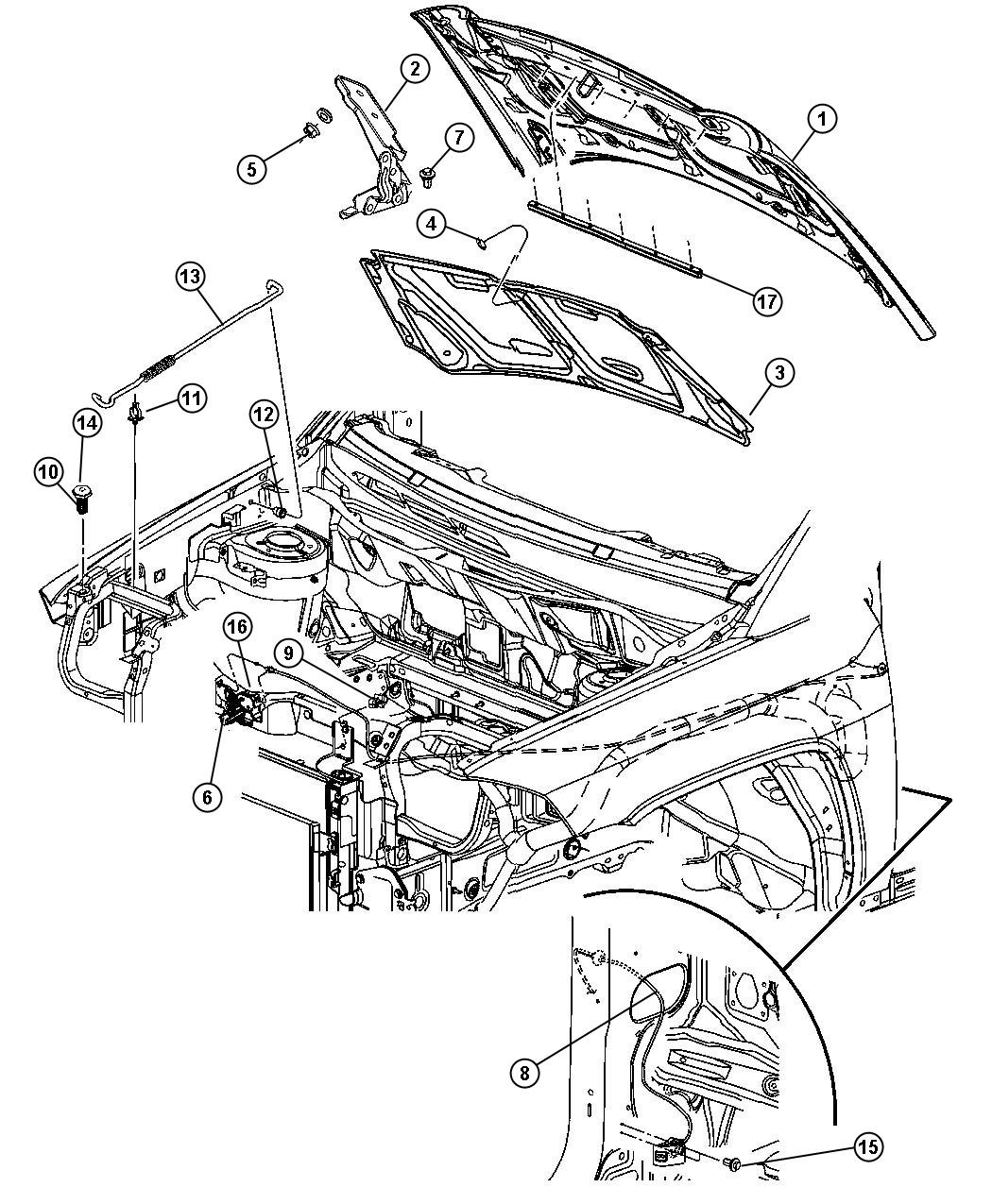 Diagram Hood and Related Parts. for your 2020 Jeep Wrangler   