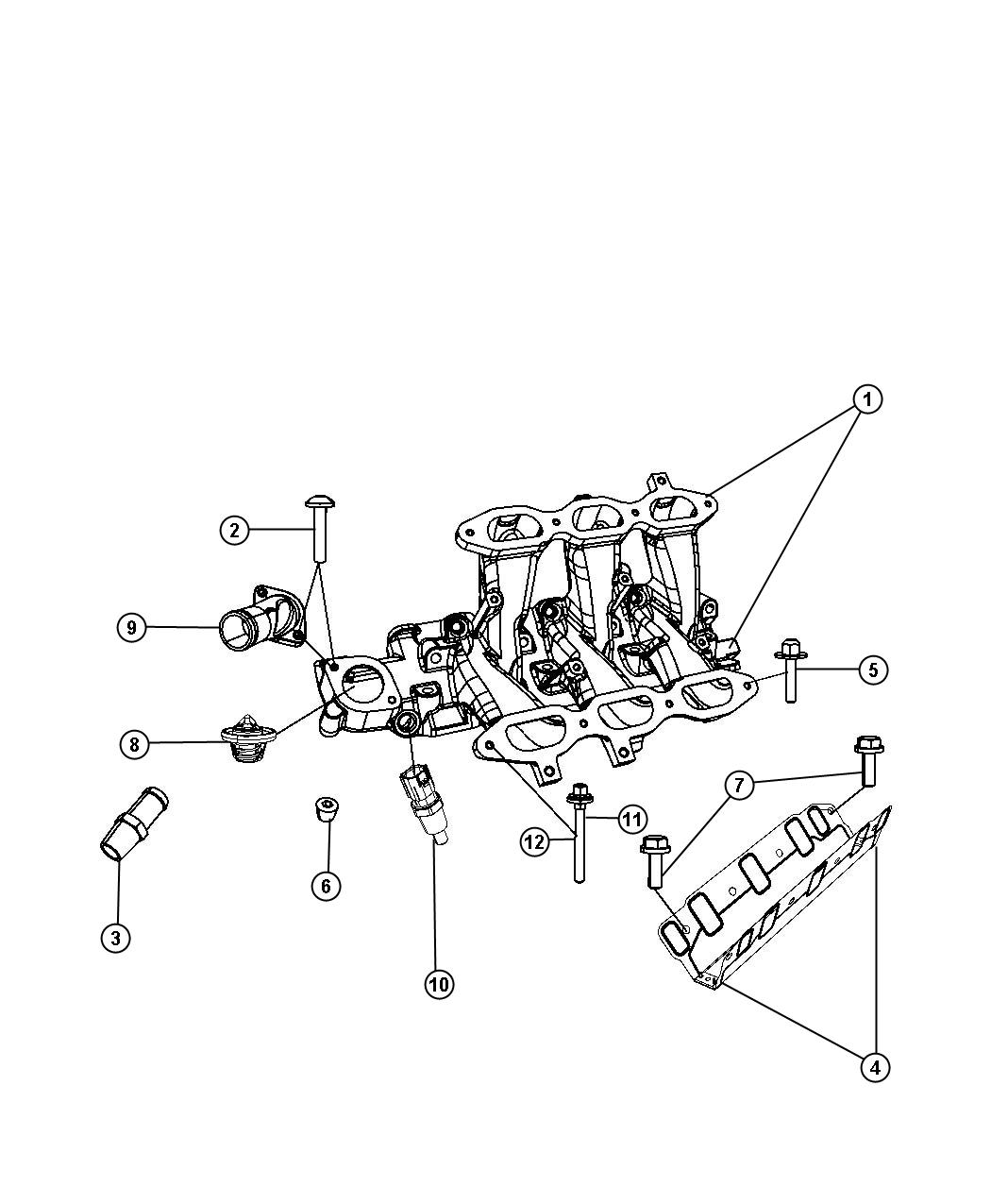 Diagram Lower Intake Manifold 3.8L [3.8L V6 SMPI Engine]. for your 1998 Jeep Wrangler   