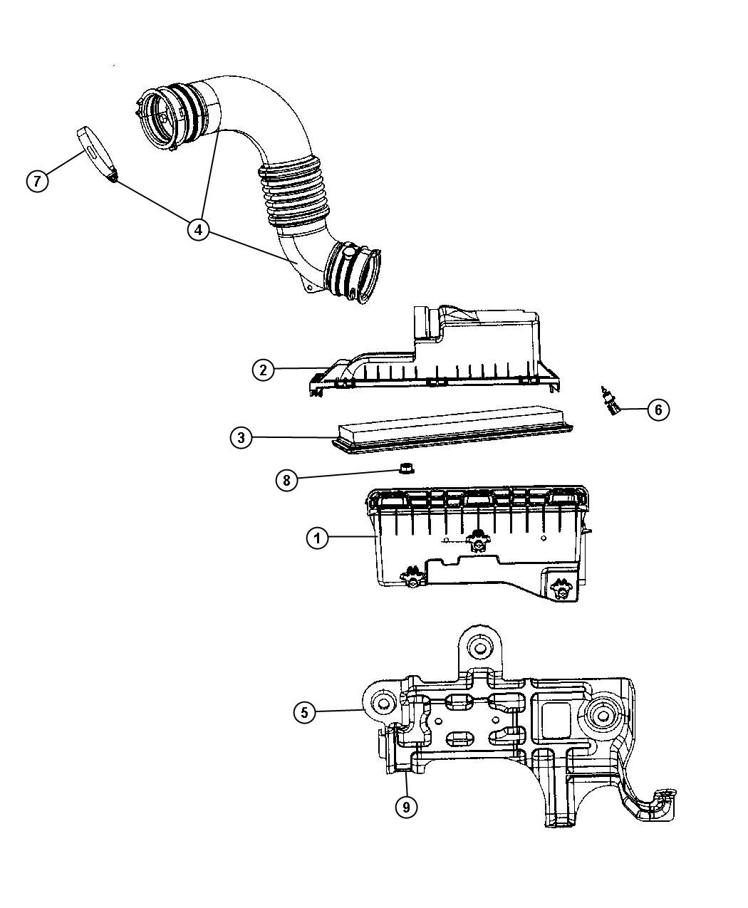 Diagram Air Cleaner and Related. for your Jeep