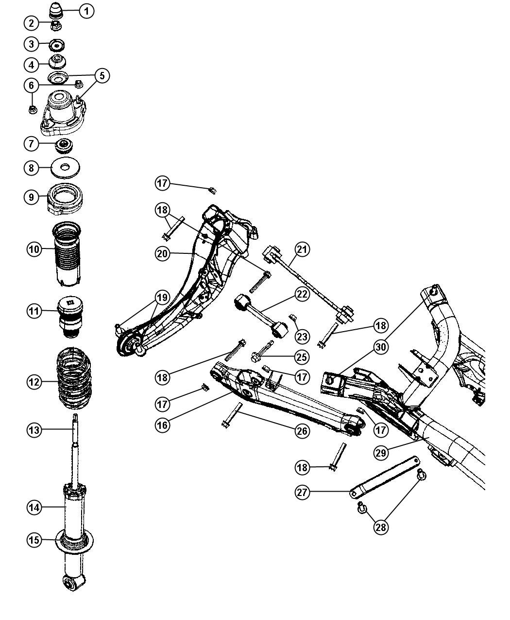 Diagram Suspension, Rear. for your 2017 Dodge Grand Caravan   