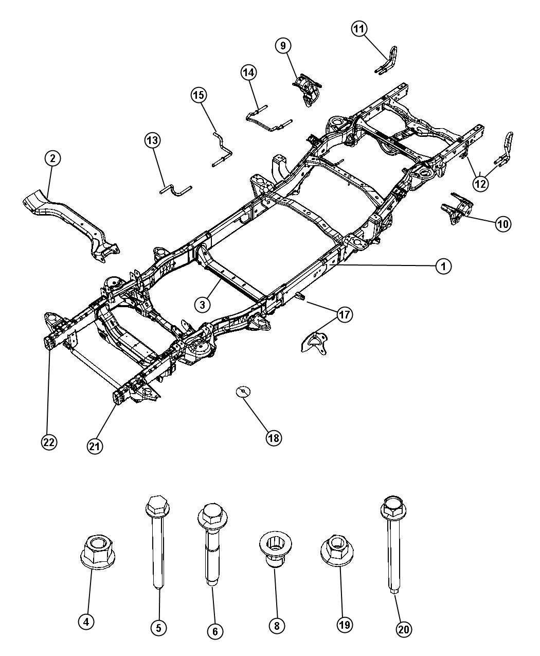 Diagram Frame, Complete, 120.5 Inch Wheel Base. for your 2021 Ram 1500   