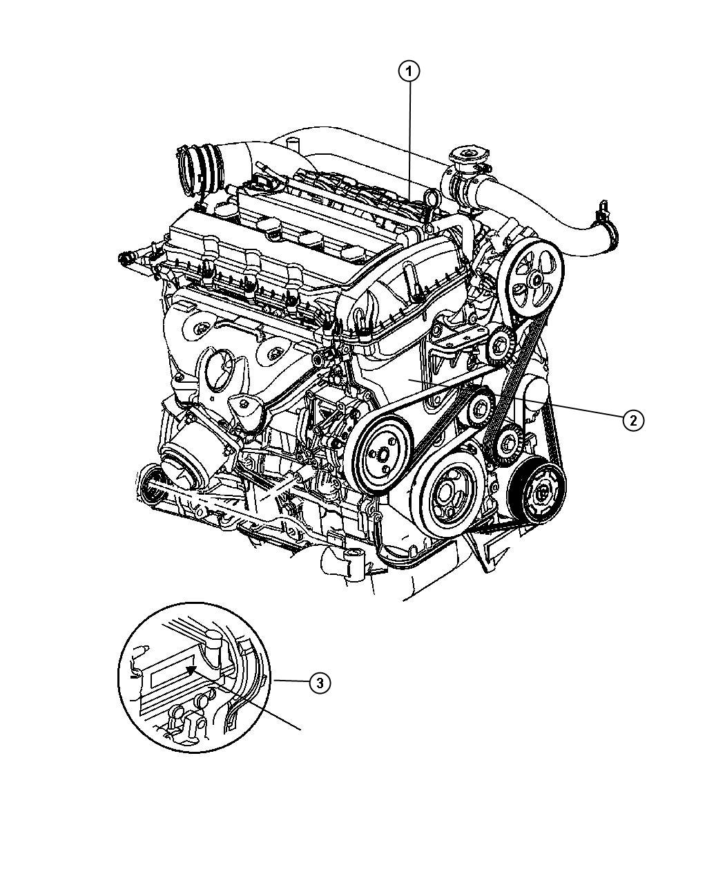 Diagram Engine Assembly And Identification 2.0L [2.0L 4 Cyl DOHC 16V Dual VVT Engine]. for your Dodge Caliber  