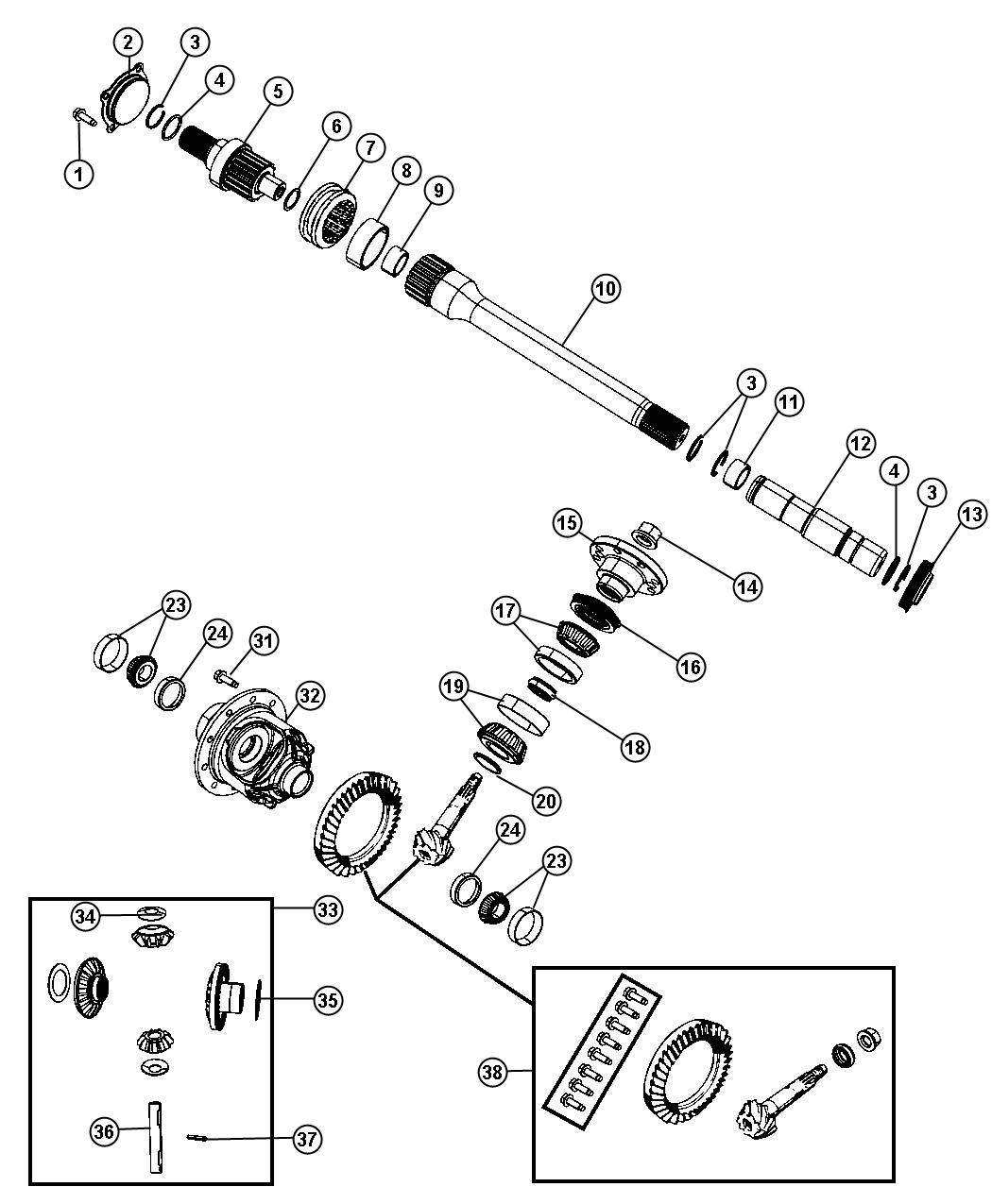 Diagram Differential Assembly, Front. for your Dodge Ram 1500  