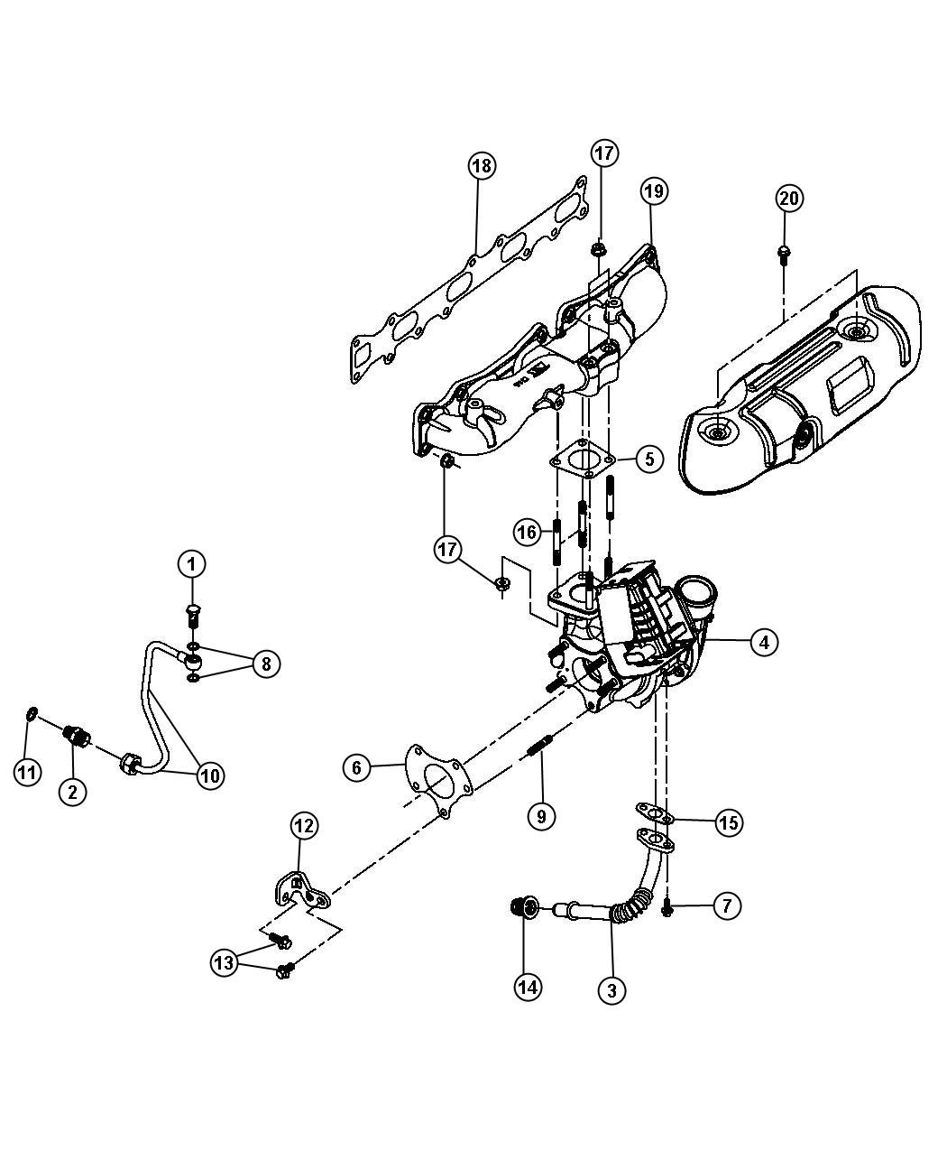 Diagram Turbo Charger And Oil Hoses/Tubes 2.8L Diesel [2.8L I4 TURBO DIESEL ENGINE]. for your Jeep