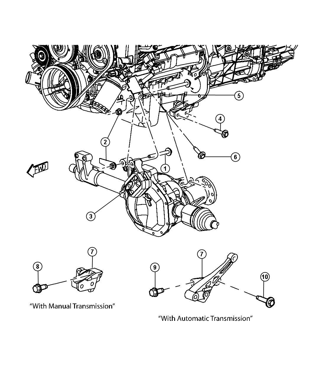 Diagram Engine Mounting Left Side AWD/4WD 3.7L [3.7L V6 Engine]. for your 2000 Chrysler 300  M 