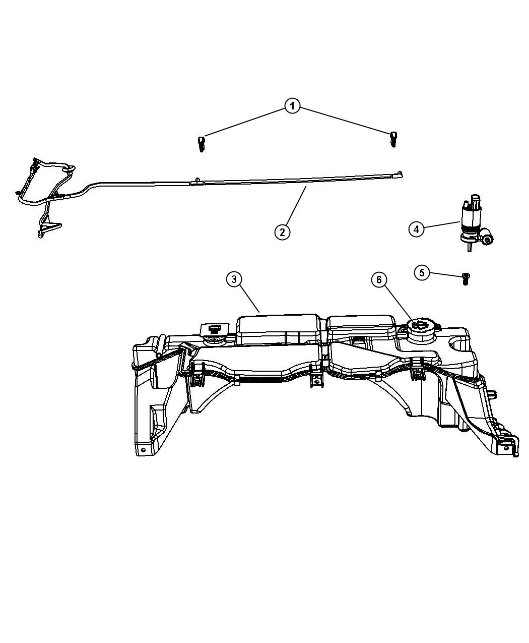 Diagram Front Washer System. for your 2008 Jeep Liberty  Limited Edition 