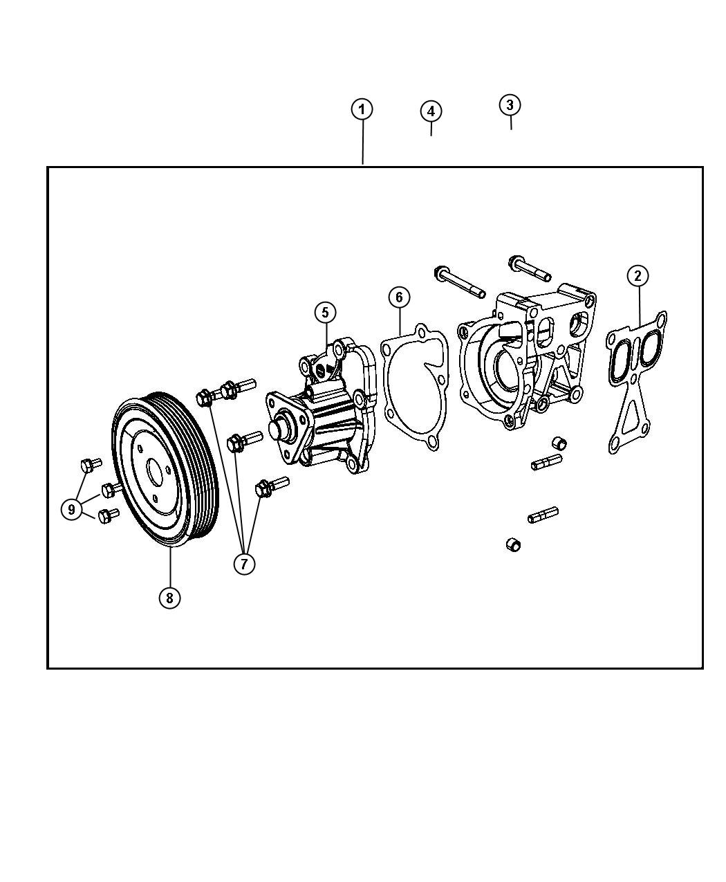 Diagram Water Pump and Related Parts. for your 2001 Chrysler 300 M  