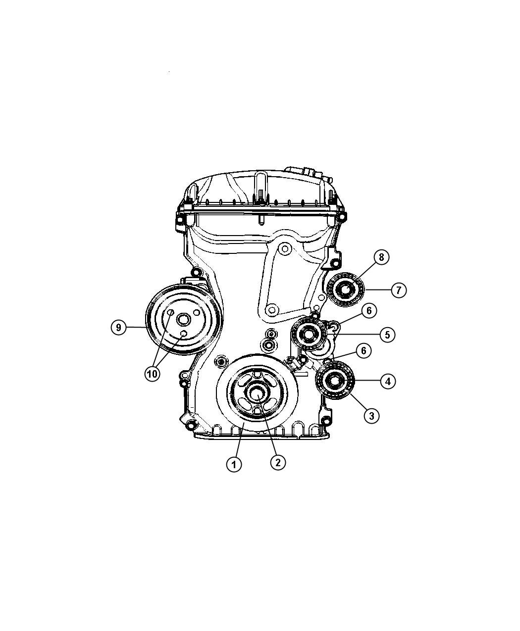 Diagram Pulleys and Related Parts Gas. for your 2008 Chrysler Sebring Convertible Limited  