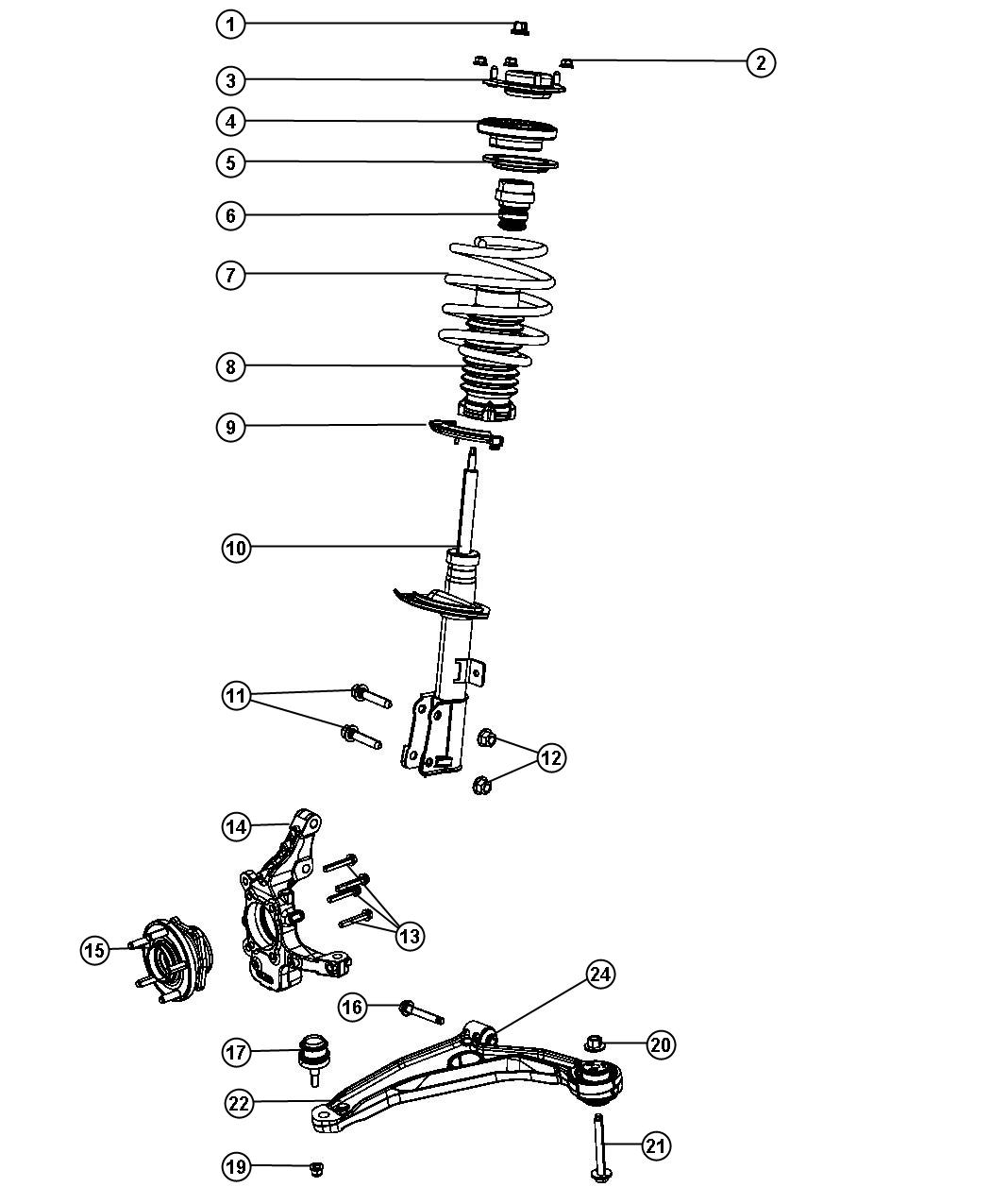 Dodge Avenger Bolt kit, bolt package. Camber adjustment 05013687AB