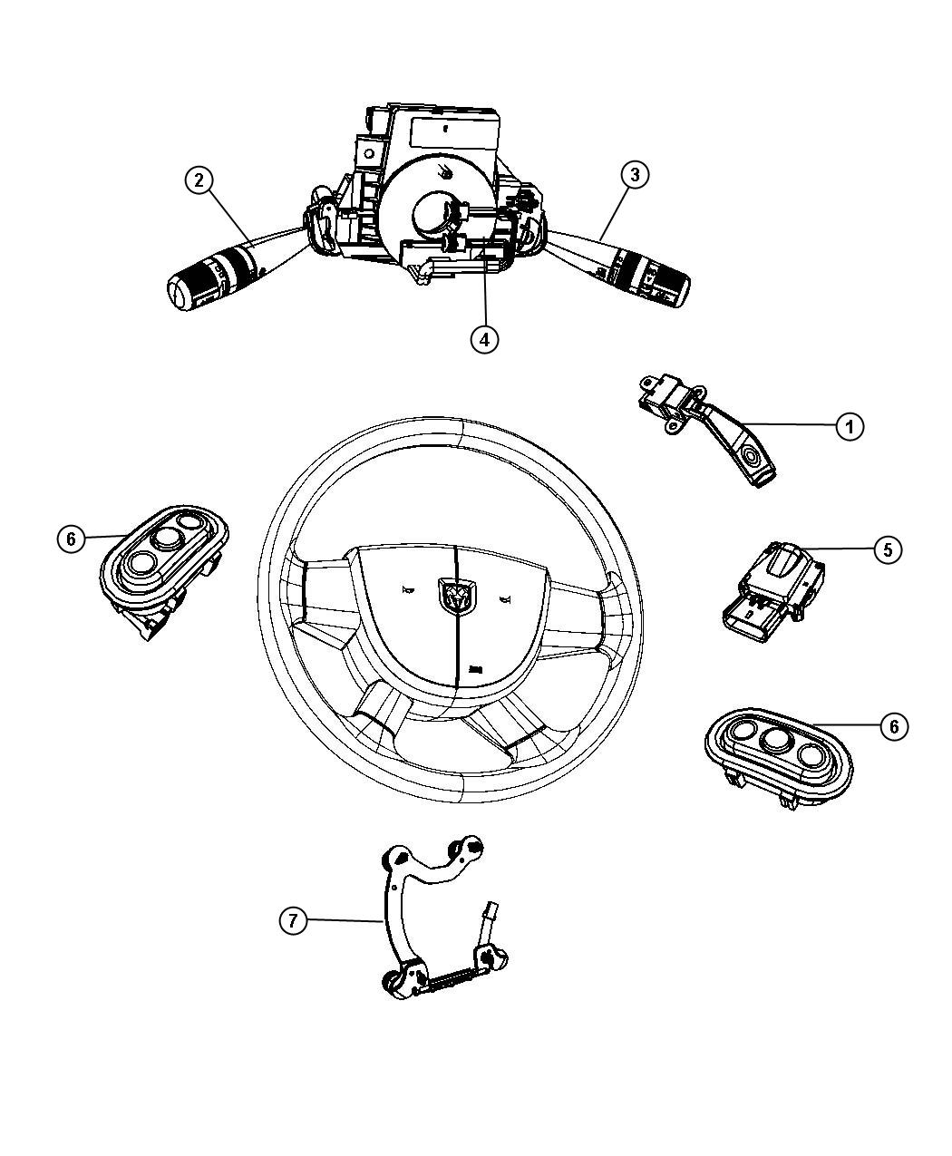 Diagram Switches Steering Column and Wheel. for your 2009 Dodge Avenger   