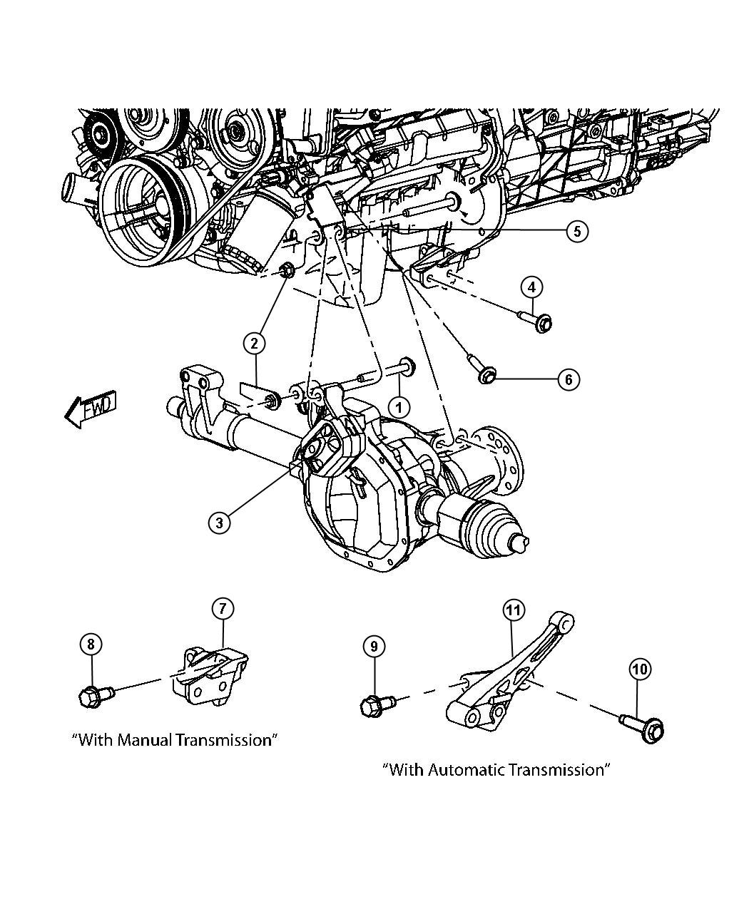 Diagram Engine Mounting Left Side AWD/4WD 4.7L [4.7L V8 Engine]. for your 2000 Chrysler 300  M 