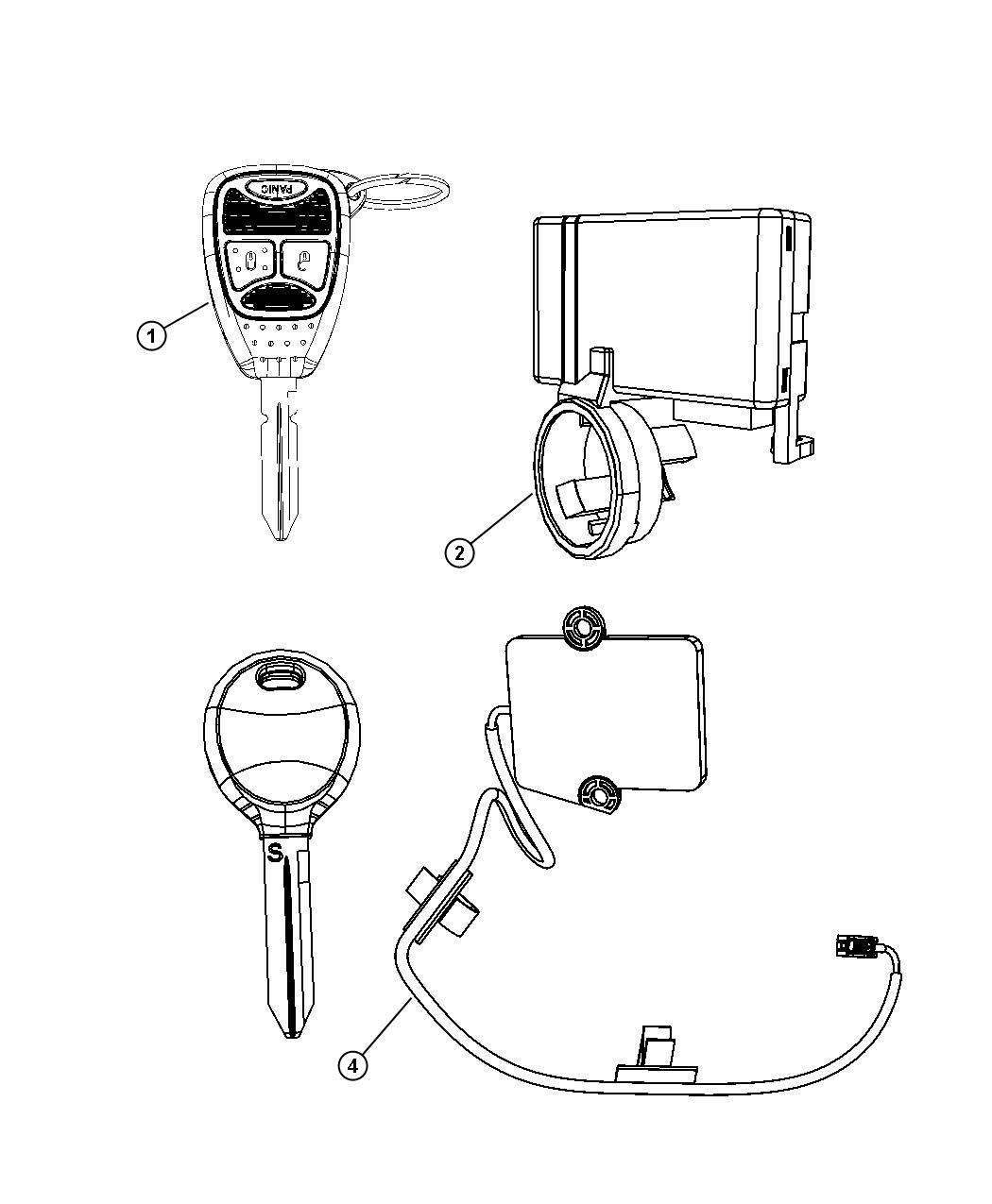 Diagram Receiver Modules, Keys, and Key FOBS. for your 2013 Dodge