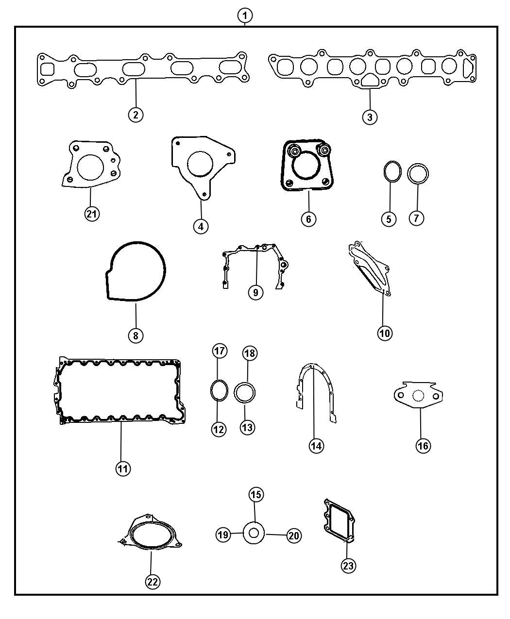 Diagram Engine Gasket Kit 2.8L Diesel [2.8L I4 TURBO DIESEL ENGINE]. for your 2007 Dodge Durango   