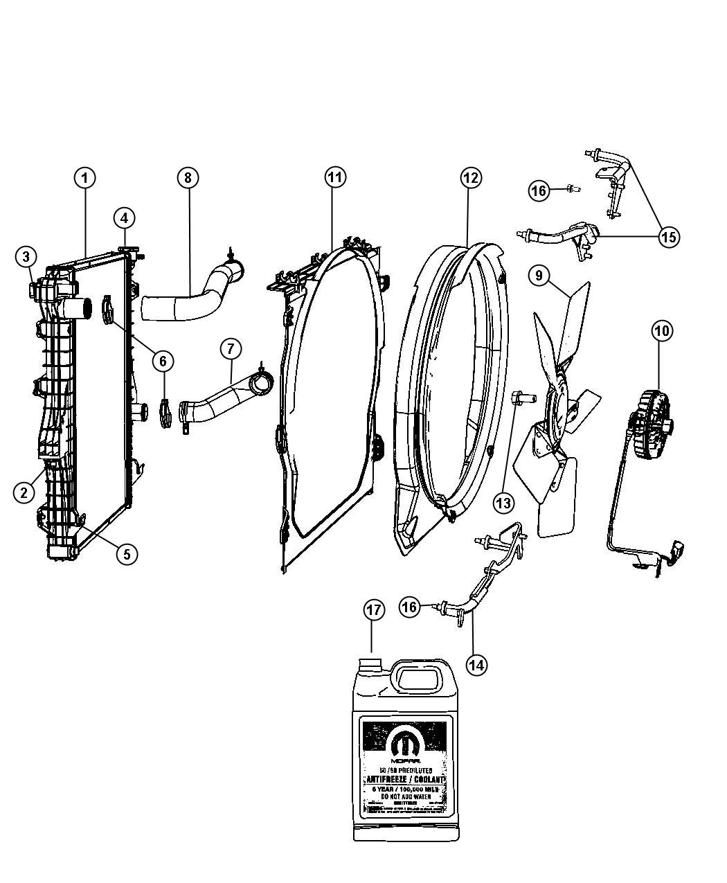 Diagram Radiator and Related Parts. for your 1999 Chrysler 300  M 