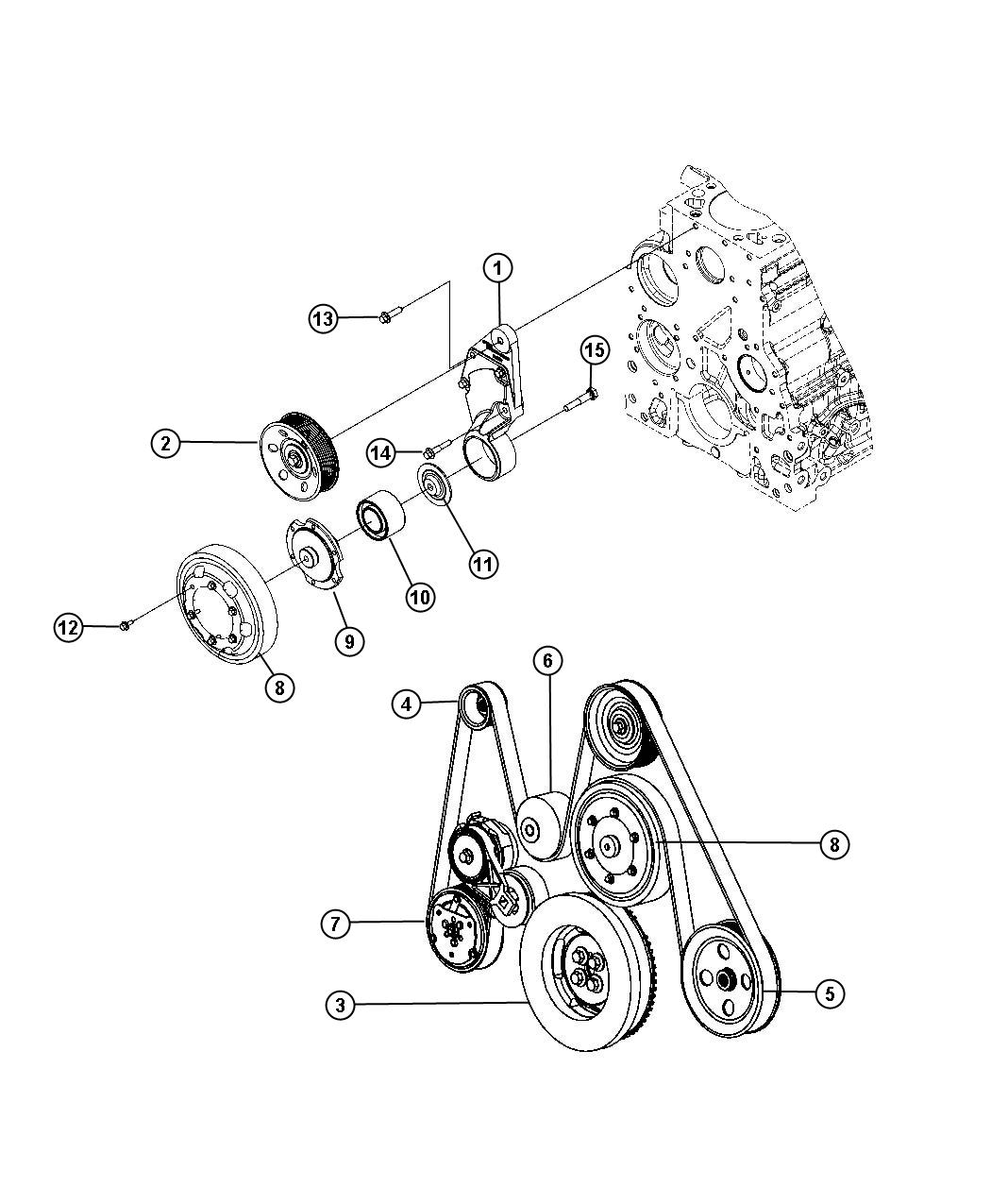 Diagram Pulley and Related Parts. for your 2009 Dodge Ram 2500  ST REG CAB 8 FT BOX 