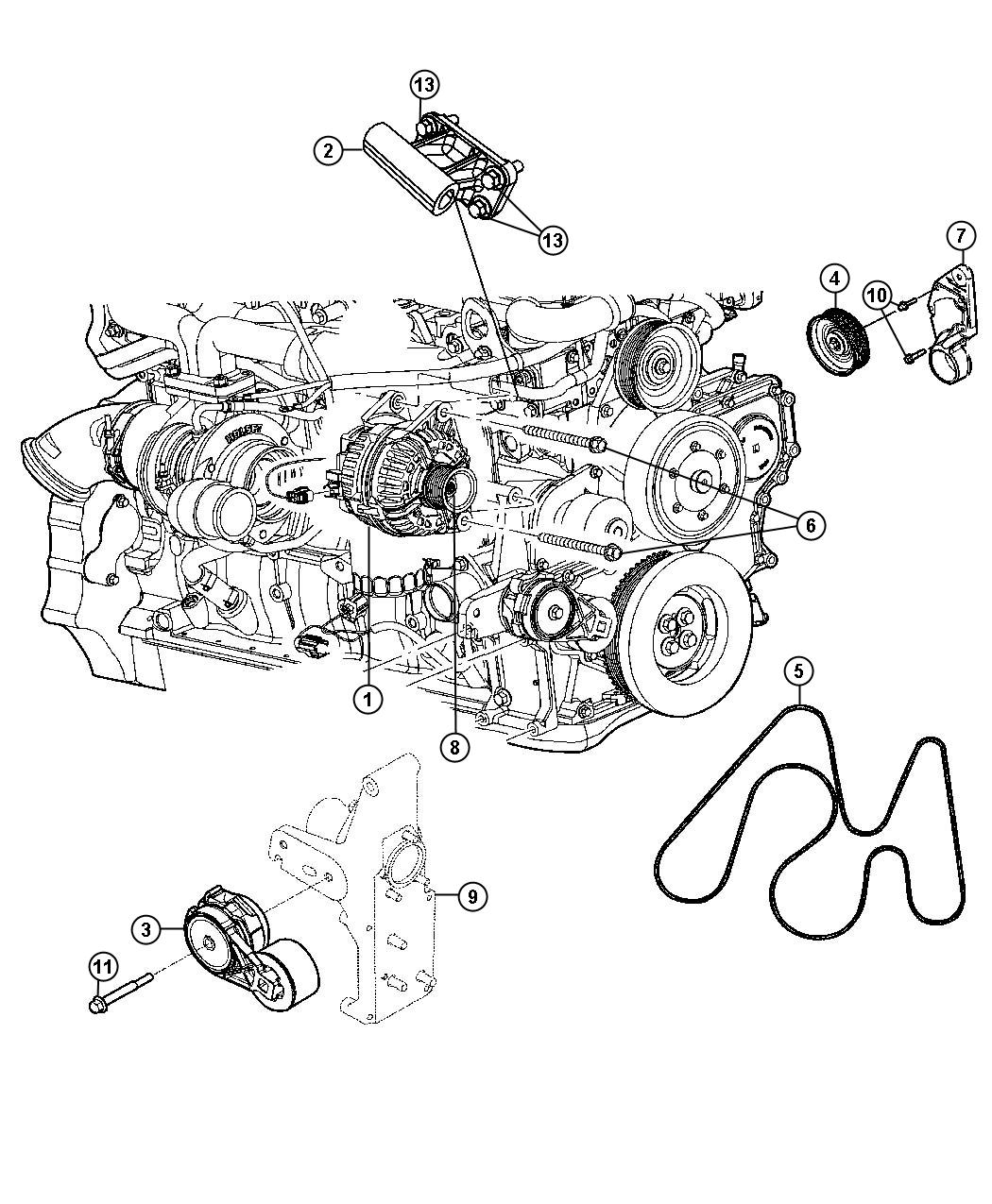 Generator/Alternator and Related Parts Diesel Engine. Diagram